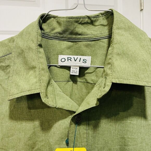 Orvis Short Sleeve Mens Tech Shirt Army Green Classic Collection Size S NWT - Picture 2 of 8